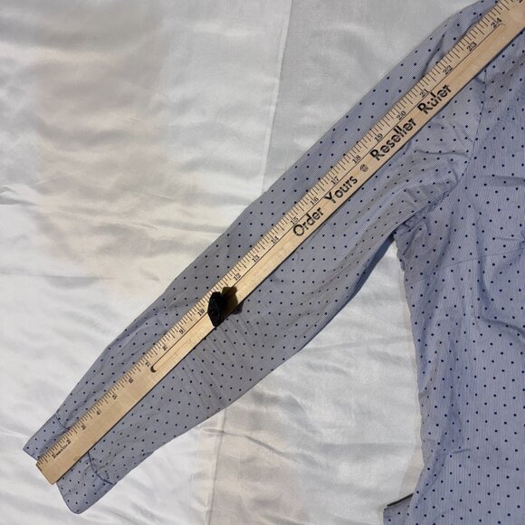 H&M Women’s Blue Polka Dot V-neck Button Down Shirt 12 Long Sleeve Size - Picture 6 of 8